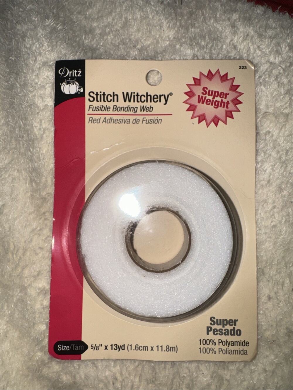 New Dritz Stitch Witchery Fusible Bonding Web Super Weight 5/8” X 13 Yards 100%